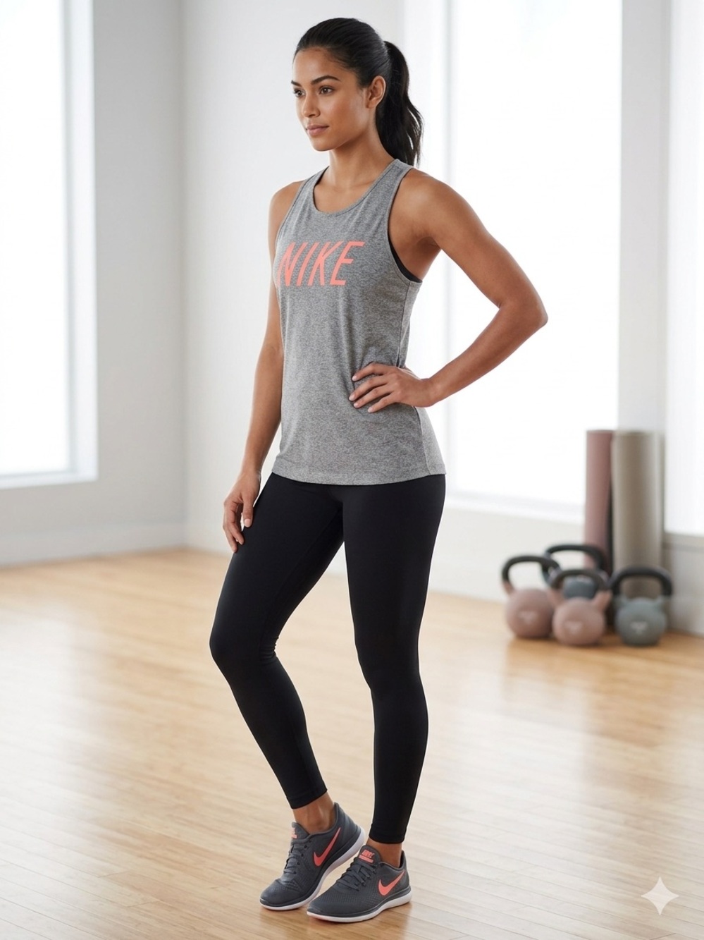 Nike Dri-Fit Heather Gray Graphic Muscle Tank Top